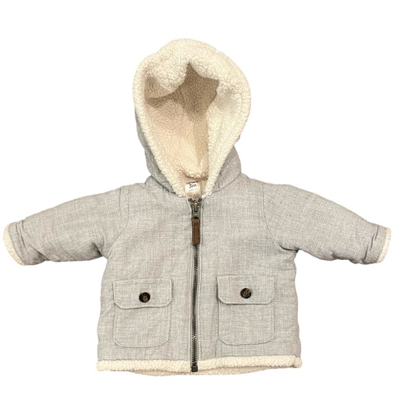 🩶 Carter’s Gray Hoodie | Full Zip | Gray with White Lining | Size 3 Months - Picture 1 of 9